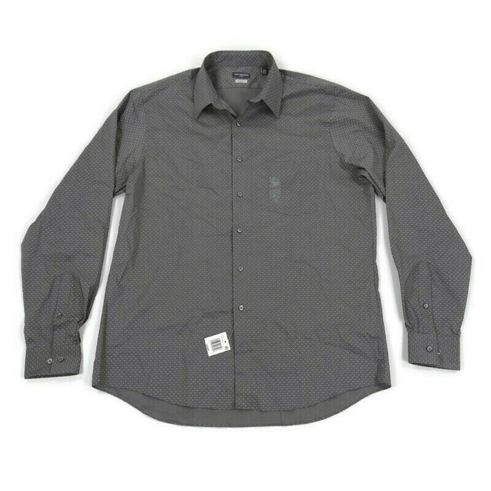 Van Heusen Mens Dress Shirt Stretch Regular Gray